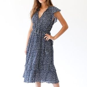 Ulla Johnson Blue Pattern Midi Dress